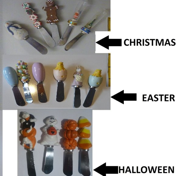 Vintage Holiday  Themed Cheese Spreaders - ADDED EVEN MORE ITEMS! - Picture 1 of 15